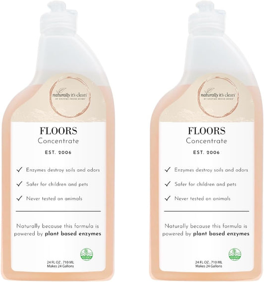 naturally it's clean Floor Enzyme Floor Cleaner | 24 Gallon Rinse Free Concentrate | 2 Pack