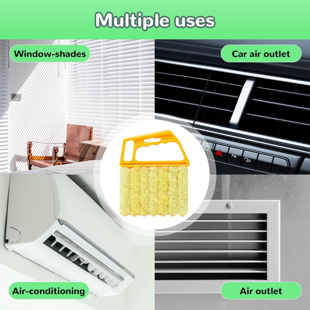 hoehew 4PC Blind Cleaner Duster Tool, 2025 Upgrade Window Venetian Microfiber 7 Finger Duster Brush Dusting Cleaner Tools for Window Shutters Air Conditioner Vinyl Wood Blinds with 4 Cloth Cover (B)