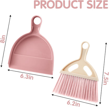 6 Pcs Small Dustpan and Brush Set, Whisk Broom Dust Pan with Handle, Nesting Tiny Dust Pan with Brush Mini Hand Broom and Dustpan Set for Cleaning Home, Classroom, Countertop, Keyboard, Car & Pet Nest