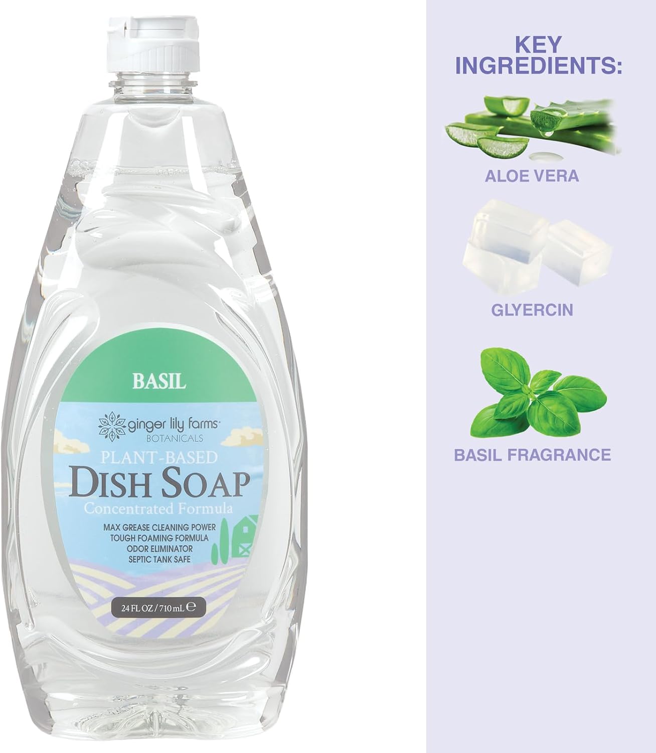 Ginger Lily Farms Botanicals Plant-Based Liquid Dish Soap, Concentrated Formula with Max Grease Cleaning Power, Cruelty-Free, Fragrance-Free, 1 Gallon Refill (128 Fl. Oz.), Clear