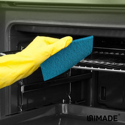 UNIMADE Heavy Duty Scouring Pad, 96Pcs Household Scour Pad for Kitchen, Garage and Outdoors, Reusable Dish Scrubber Pads for Pan and Metal Grill - Green
