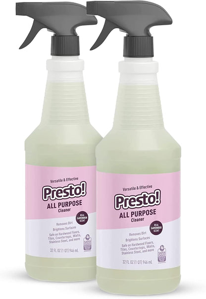Amazon Brand - Presto! All Purpose Cleaner, Lemon Scent, Streak-Free Formula, Safe for Stainless Steel, 32 fl oz, 2-Pack
