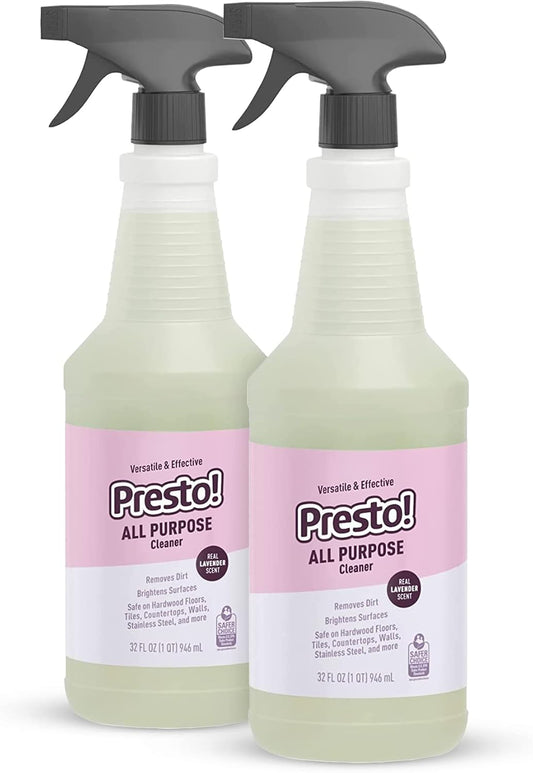 Amazon Brand - Presto! All Purpose Cleaner, Lemon Scent, Streak-Free Formula, Safe for Stainless Steel, 32 fl oz, 2-Pack