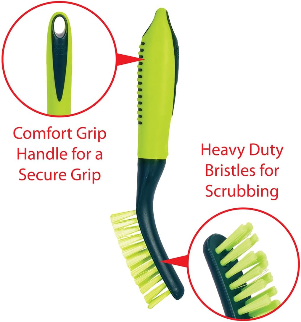Pine-Sol Scrub Brush Set - Long Handle Cleaning Brushes with Heavy Duty Bristles and Comfort Grip - Scrubbers for Kitchen, Household, and Dishwashing, 5 Pieces