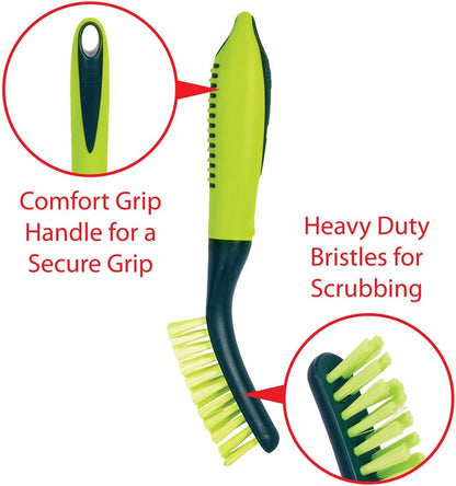 Pine-Sol Scrub Brush Set - Long Handle Cleaning Brushes with Heavy Duty Bristles and Comfort Grip - Scrubbers for Kitchen, Household, and Dishwashing, 5 Pieces