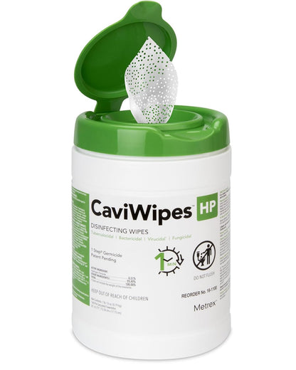 CaviWipes HP Surface Disinfectant Wipes – Hydrogen Peroxide Formula, 1-Minute Universal Contact Time, Ready-to-Use – 6" x 6.75", 160 Wipes per Canister (Pack of 1), 16-1100