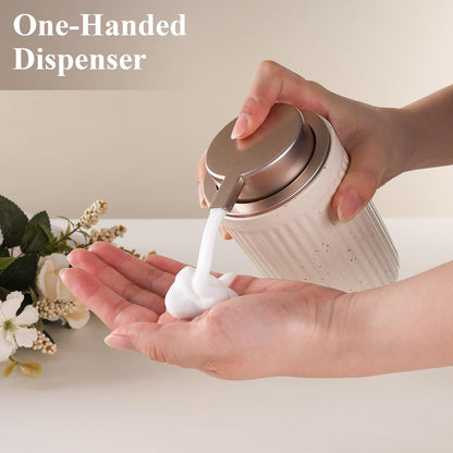 BosilunLife Dish Hand Soap Dispenser - Liquid Pump Soap Dispenser for Bathroom Decro 12oz Ceramic Kitchen Dish Dispenser with Rust-Proof Liquid Pump Modern Refillable Lotion Bottles