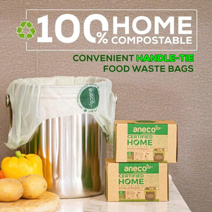 (Include 10 Bonus Bags) ANECO 100% Compostable Waste Bags 2.6 Gallon, Extra Thick Kitchen Small Compost Bags for Countertop Bin, 110 Count (100 + 10 Extra)