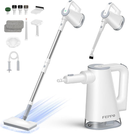 FEPPO Steam Mop & Detachable Handheld Steam Cleaner for Home and Floor Cleaning, 15s Heat-Up, 230°F Floor Steamer for Deep Cleaning with Multi-purpose Attachments Hardwood Floors, Tile,Grout,Furniture