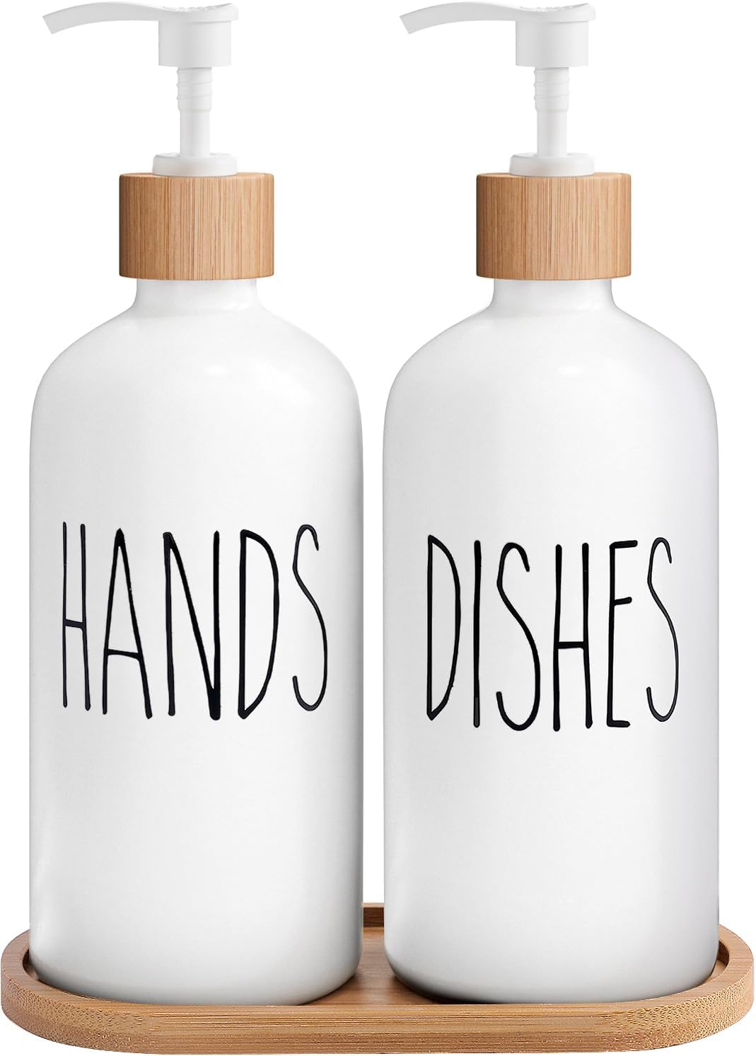 MOMEEMO Soap Dispenser Set, Contains Hand and Dish Soap Dispenser, Suitable for Kitchen Decor. (Black & White)