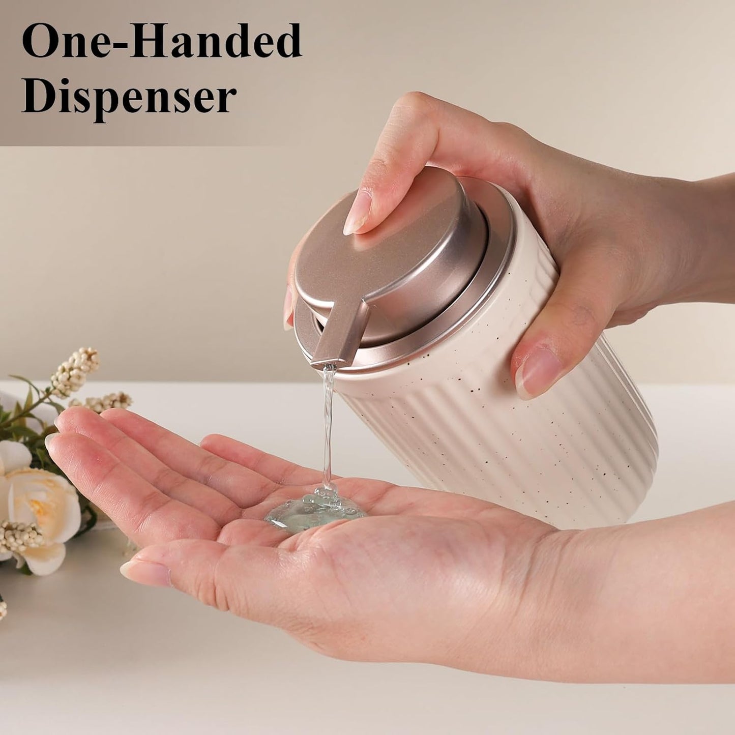 BosilunLife Dish Hand Soap Dispenser - Liquid Pump Soap Dispenser for Bathroom Decro 12oz Ceramic Kitchen Dish Dispenser with Rust-Proof Liquid Pump Modern Refillable Lotion Bottles