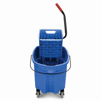Rubbermaid Commercial Products WaveBrake 35 QT Side-Press Mop Bucket and Wringer Combo on Wheels Red for Heavy-Duty Floor Cleaning