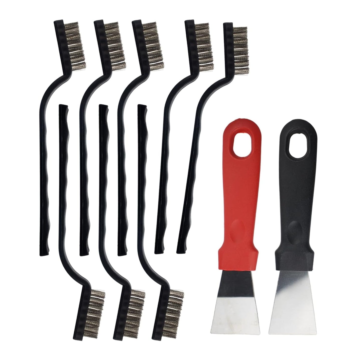 Mini Wire Brush, 8 Pcs Stainless Steel Brush Set, Scratch Brush for Cleaning Weld Slag and Rust, and Stickers, Small Wire Brushes for Cleaning Small Areas