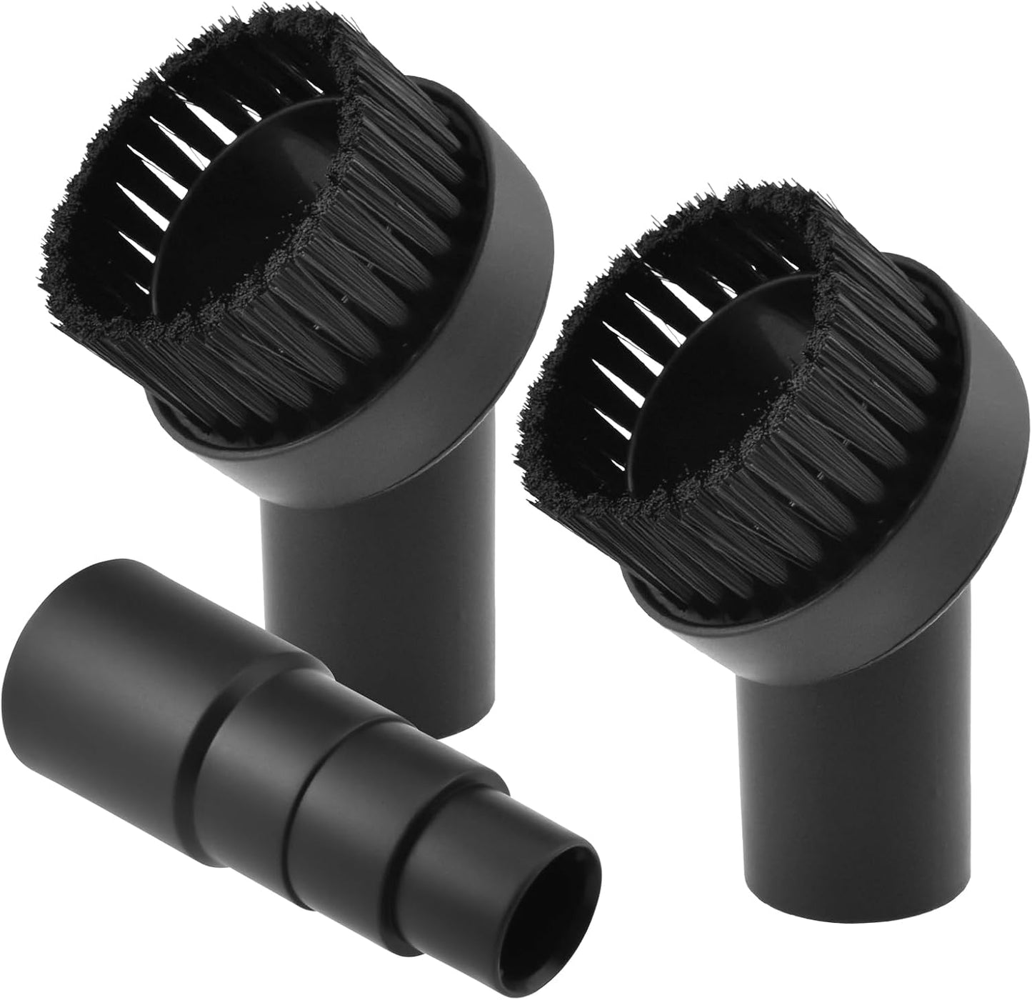 2 Pcs Black Round Vacuum Brush, 1-1/4" Universal Vacuum Dust Brush, 25mm Vacuum Brush Attachment with Four-Layer Vacuum Adapter for Most Vacuum Cleaners Accessories