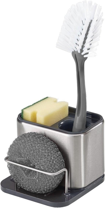 Joseph Joseph Surface Sink Caddy Stainless Steel Sponge Holder Organizer Tidy Drains Water for Kitchen, Small, Silver