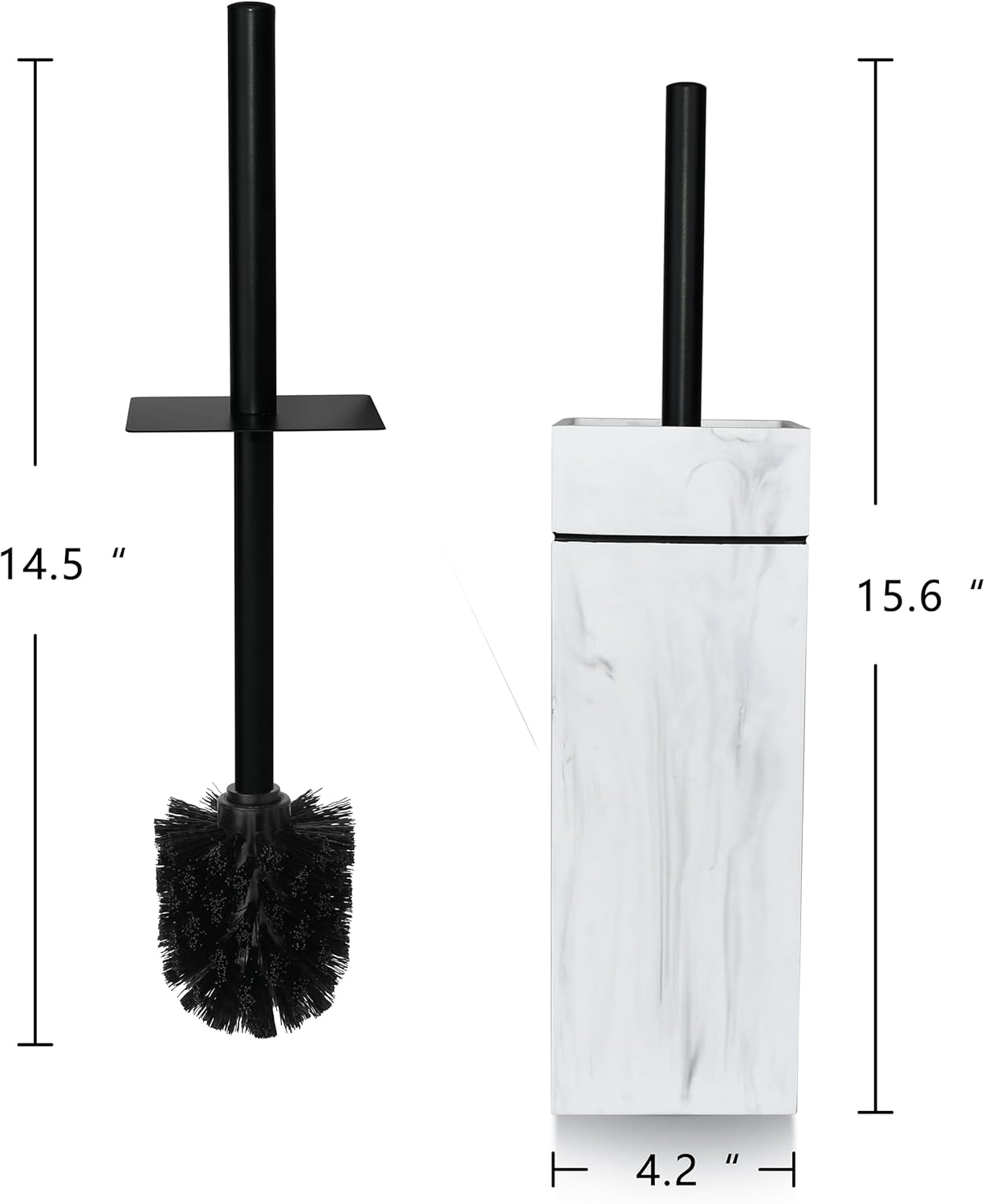 White Floral Branches Design Resin Toilet Bowl Brush and Holder Set, Elegant Bathroom Cleaning Tool with Durable Bristles, Compact and Functional