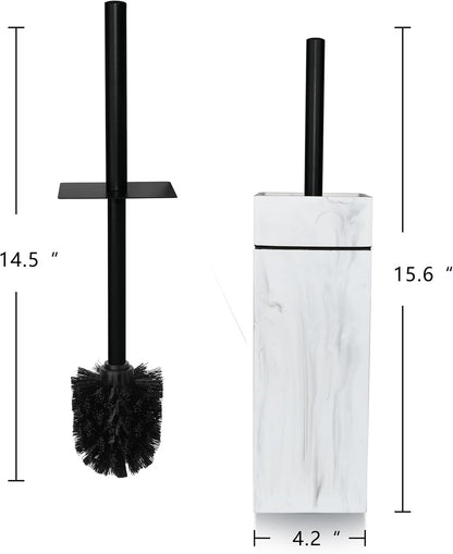 White Floral Branches Design Resin Toilet Bowl Brush and Holder Set, Elegant Bathroom Cleaning Tool with Durable Bristles, Compact and Functional