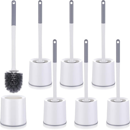 Patelai 6 Pack 18.12 Inch Toilet Bowl Brush and Holder for Bathroom Toilet Bowl Brush Scrubber with Caddy Set for Deep Cleaning (White)