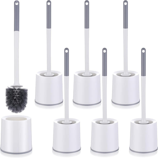 Patelai 6 Pack 18.12 Inch Toilet Bowl Brush and Holder for Bathroom Toilet Bowl Brush Scrubber with Caddy Set for Deep Cleaning (White)