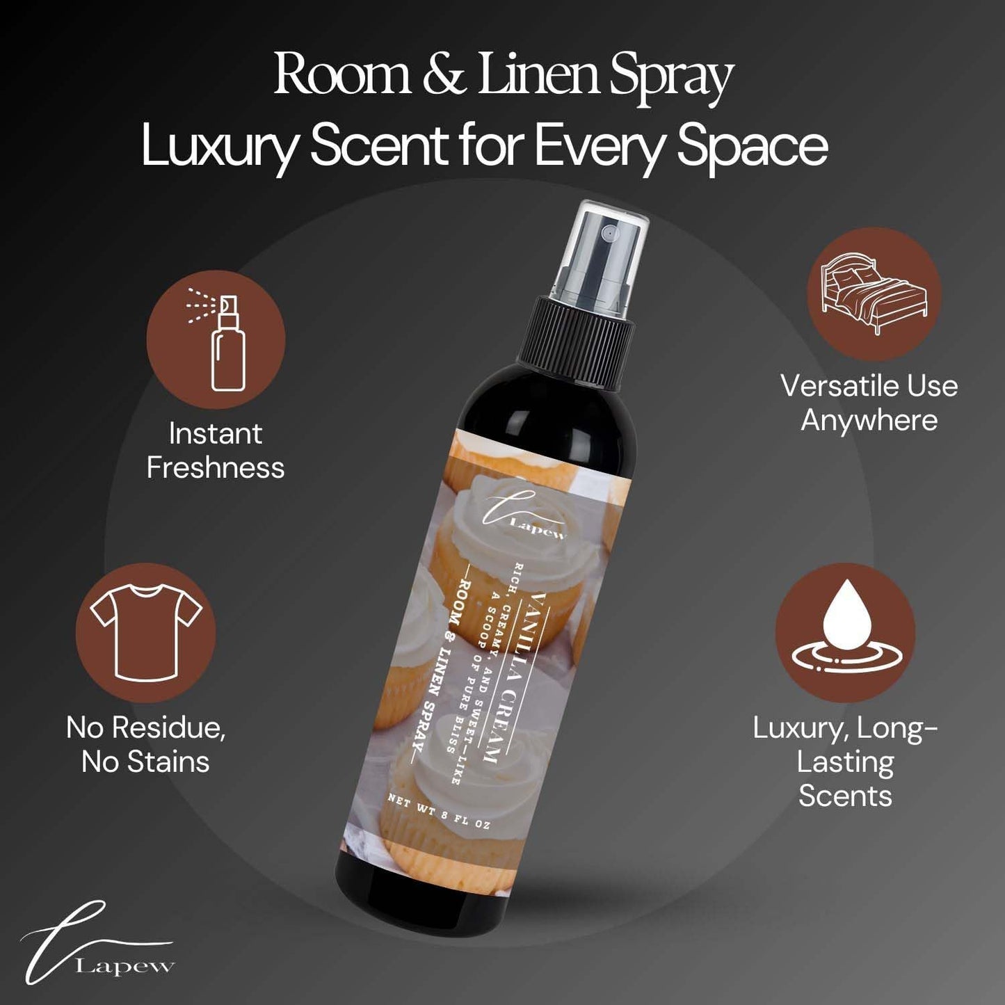 Lapew Room & Linen Spray | Fragrance Mist for Home, Car & Office | Fabric & Air Freshener | Neutralizing Mist | Made in USA | Cozy Cinnamon & Apple - Colors B