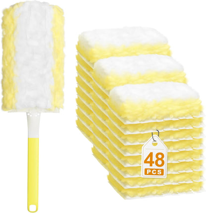 JOYMOOP Scented Telescopic Duster kit, 3FT Extendable Handle (Yellow) + 24 Yellow Refills for Swiffer Feather Duster,Easy Cleaning for Ceilings, Ceiling Fans, Blinds, Vents & Shelves