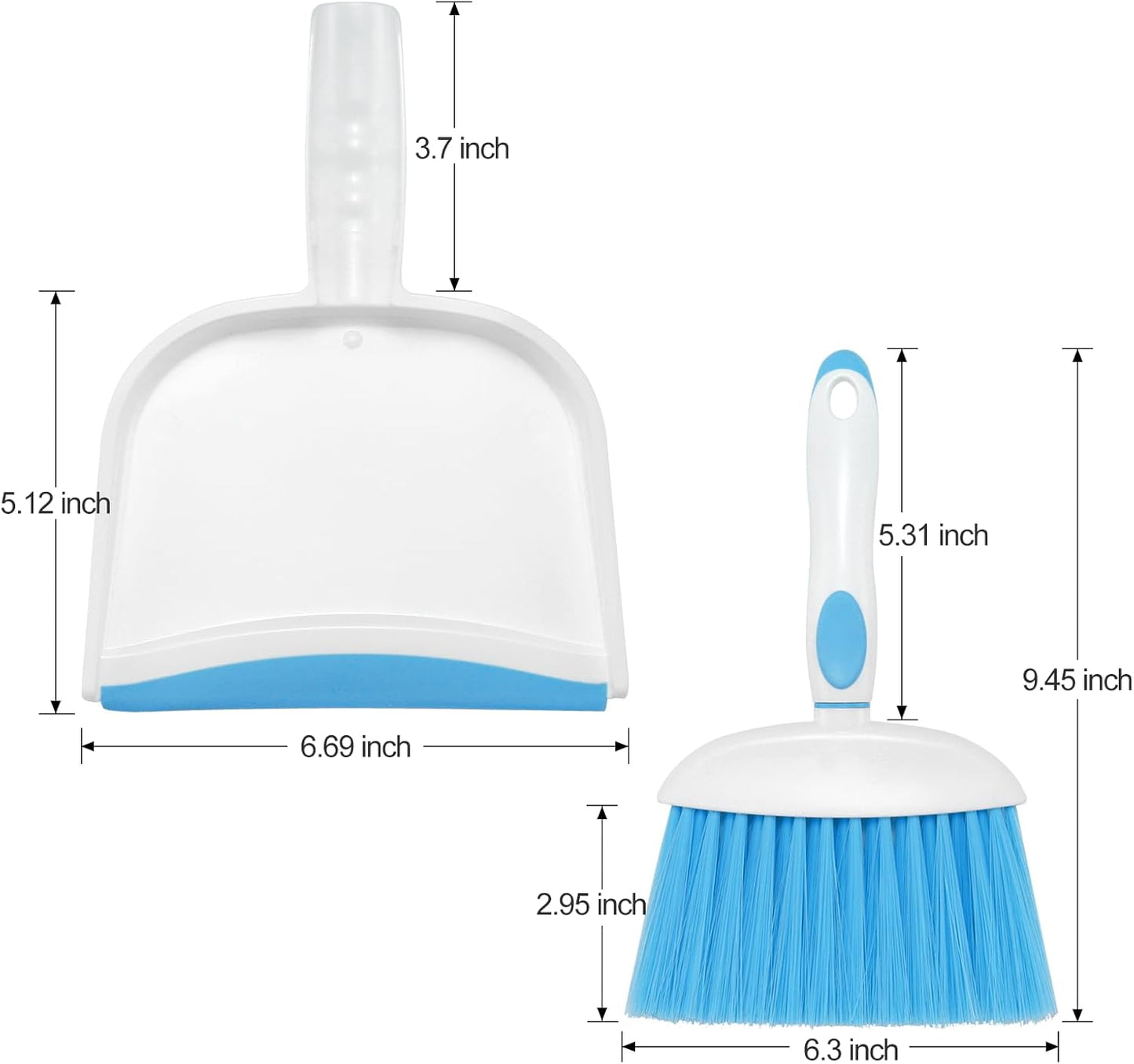 NACENA Small Dust Pan and Brush Set, Mini Broom and Dustpan Set Small Hand Broom and Brush Combo Dust Pan with Teeth for Home Cleaning Drawers Desktop Sofas and Outdoor, White & Gray