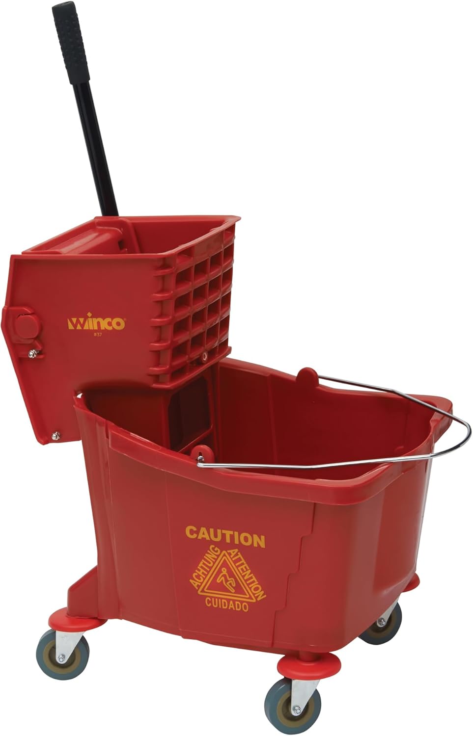 Winco Commercial Mop Bucket on Wheels, 26 Quart, Yellow