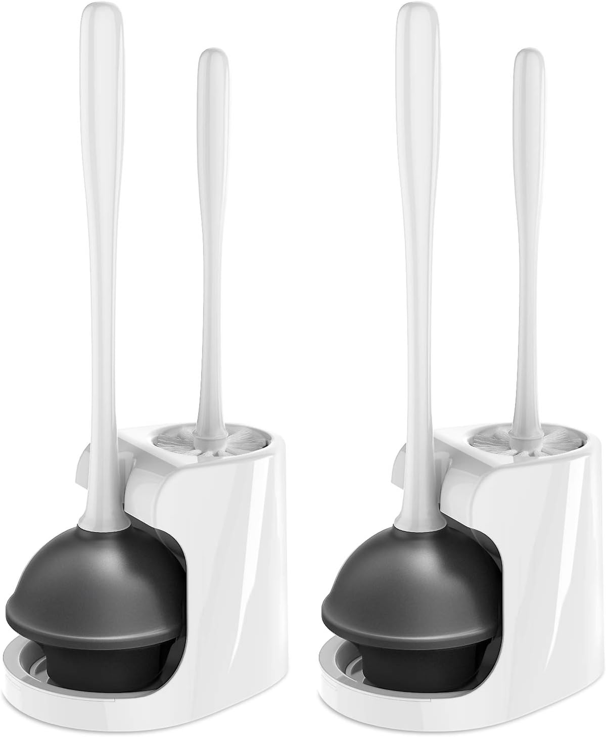 MR.SIGA Toilet Plunger and Bowl Brush Combo for Bathroom Cleaning, Gray, 2 Sets