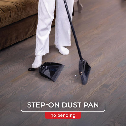 O-Cedar One Sweep Broom with Step-On Dustpan | Remove 99% with One | Lightweight Quiet Cleaning Tool | Ideal for Pet Owners