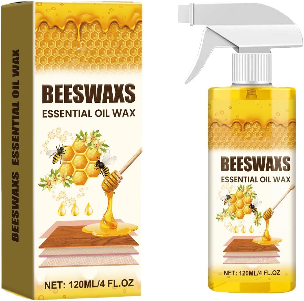 120ml Beeswax Wood Polish Spray with Natural Beeswax & Essential Oil, Multi-Purpose Furniture Polish & Cleaner, Restores Shine, Protects Wood Floors, Cabinets & Furniture (2 set)