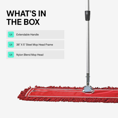 48 Inch Blue Commercial Dust Mop & Floor Sweeper with Extendable Handle – Mop for Hardwood, Tile, and Concrete Floor Cleaning