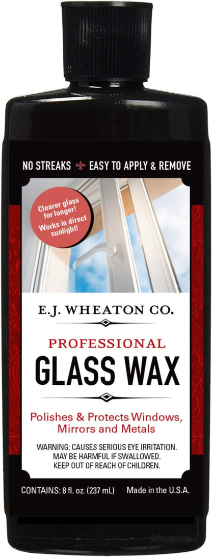 E.J. Wheaton Glass Wax, Polishes and Protects Windows, Mirrors and Metal Surfaces, Dries Chalk White, Easy to Apply and to Remove, Made in USA
