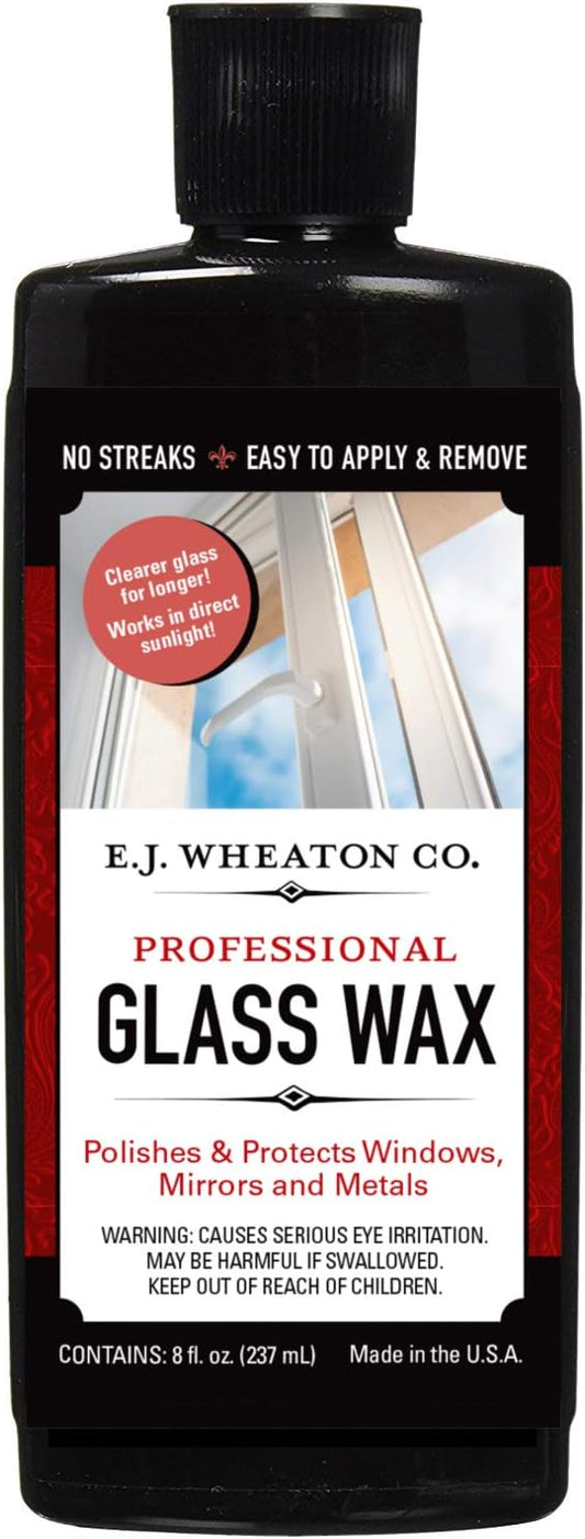 E.J. Wheaton Glass Wax, Polishes and Protects Windows, Mirrors and Metal Surfaces, Dries Chalk White, Easy to Apply and to Remove, Made in USA