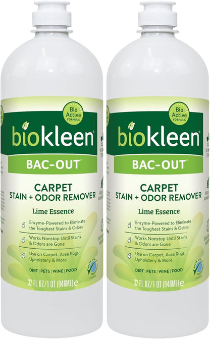 Biokleen Bac-Out Enzyme Cleaner and Stain & Odor Remover for Pet Stains, Laundry, Diapers, Wine, Carpets, & More, Eco-Friendly, Non-Toxic, Lime Scent, 128 Ounces