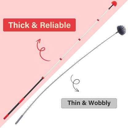5-12 FT Extension Pole with 2 Outdoor Cobweb Brushes, 20 FT High Reach Ceiling Fan Cleaner Duster for Home, 12 FT Extendable Pole with 4 Pcs Dusting Tools, Cubweb Dusters, Feather Dusters, Fan Duster
