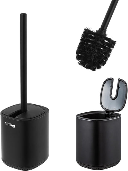 Toilet Brush Holder Set Toilet Bowl Brush Stainless Steel Automatic Open lid Toilet Bowl Cleaner Brush with Durable Bristle Head Toilet Cleaning Brush for Bathroom
