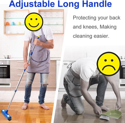 Pet Hair Removal Broom - with 58" Telescopic Handle Broom with Squeegee - Fur Hair Remover Tool for Carpet Rugs, Mats. Hardwood, Tile, Window