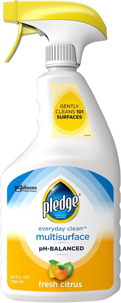 Pledge pH-Balanced Multisurface Cleaner Spray for Everyday Care, Fresh Citrus Scent, 25oz (Pack of 3)