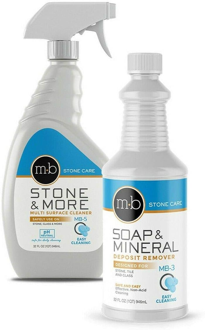 MB Stone Care Soap and Mineral Kit MB-5 Multi-Surface Cleaner and MB-3 Soap and Deposit Remover Ready to Use Bundle- for Cleaning (1Quart / 32FL OZ)