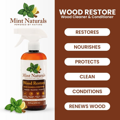 Natural Wood Cleaner & Furniture Conditioner – Plant-Based Polish Formula That Helps Clean & Protect Wood Surfaces, 16 oz – Made in USA