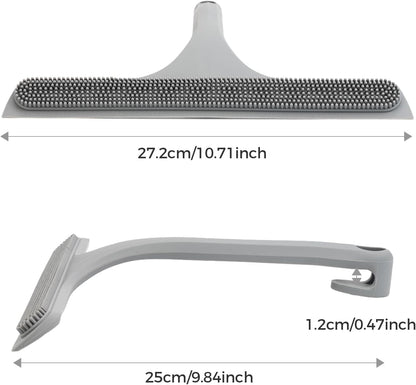 16.7“- 59.5" Long Handle Window Squeegee with Extension Pole, 12.4" Wide Metal Shower Squeegee for Glass Doors, 2-in-1 Squeegee for Home Window Cleaning, Tile Wall, Car (Silver)