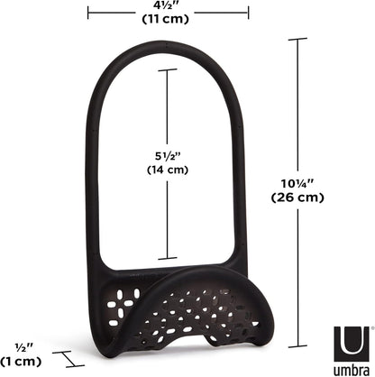 Umbra Sling Sponge Holder for Kitchen Sink – No Suction Cups, Flexible Caddy for Sinks and Faucets, Modern Design, Black