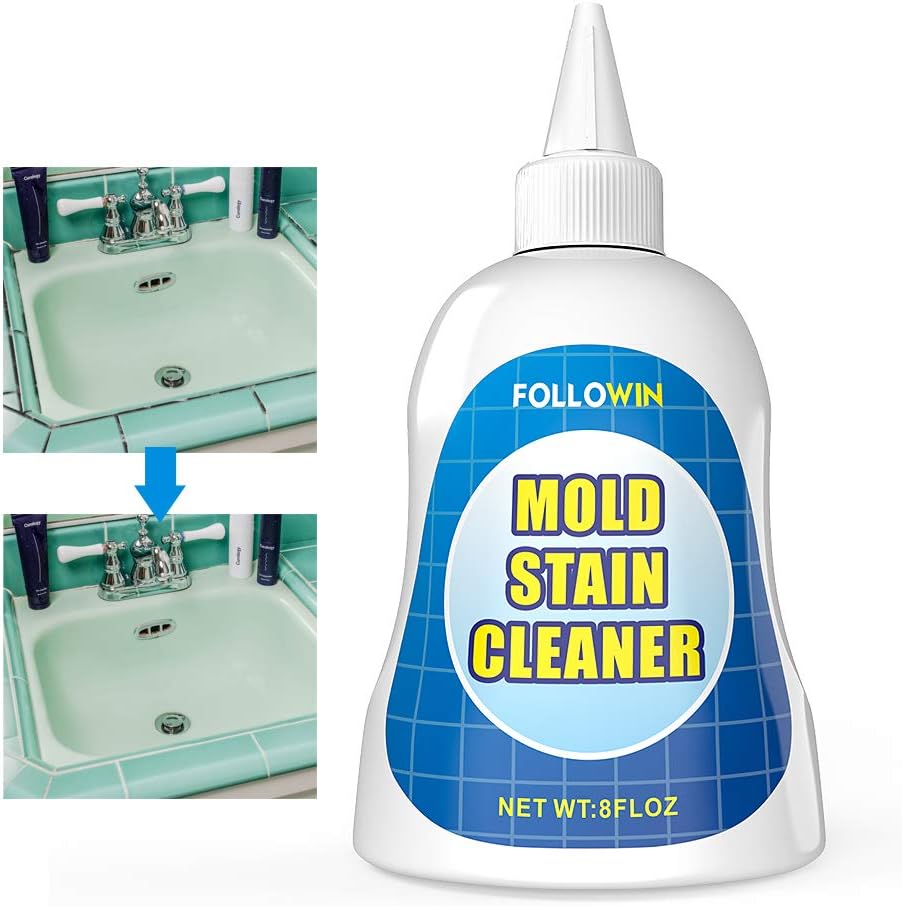 FOLLOWIN Mold and Mildew Remover Gel, Household Stain Cleaner for Washing Machine Seal, Bathroom Grout, Shower Tile, Kitchen Sink, Silicone Caulk - Non-Drip, Deep-Penetrating Formula, 16 oz