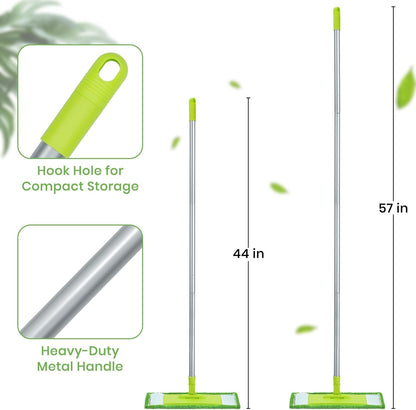19 Inch Dust Mops for Floor Cleaning with 2 Mop Refill Pads Floor Duster with 58” Long Handle Microfiber Sweeper for Hardwood Tile Baseboard