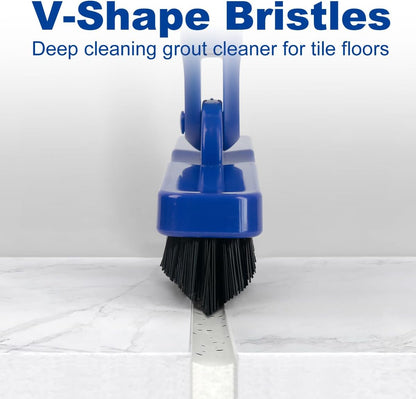 CELOX Grout Brush with Long Handle, Tile Grout Cleaner Brush for Tile Floors, for Shower Tile, for Cleaning Grout, Gray