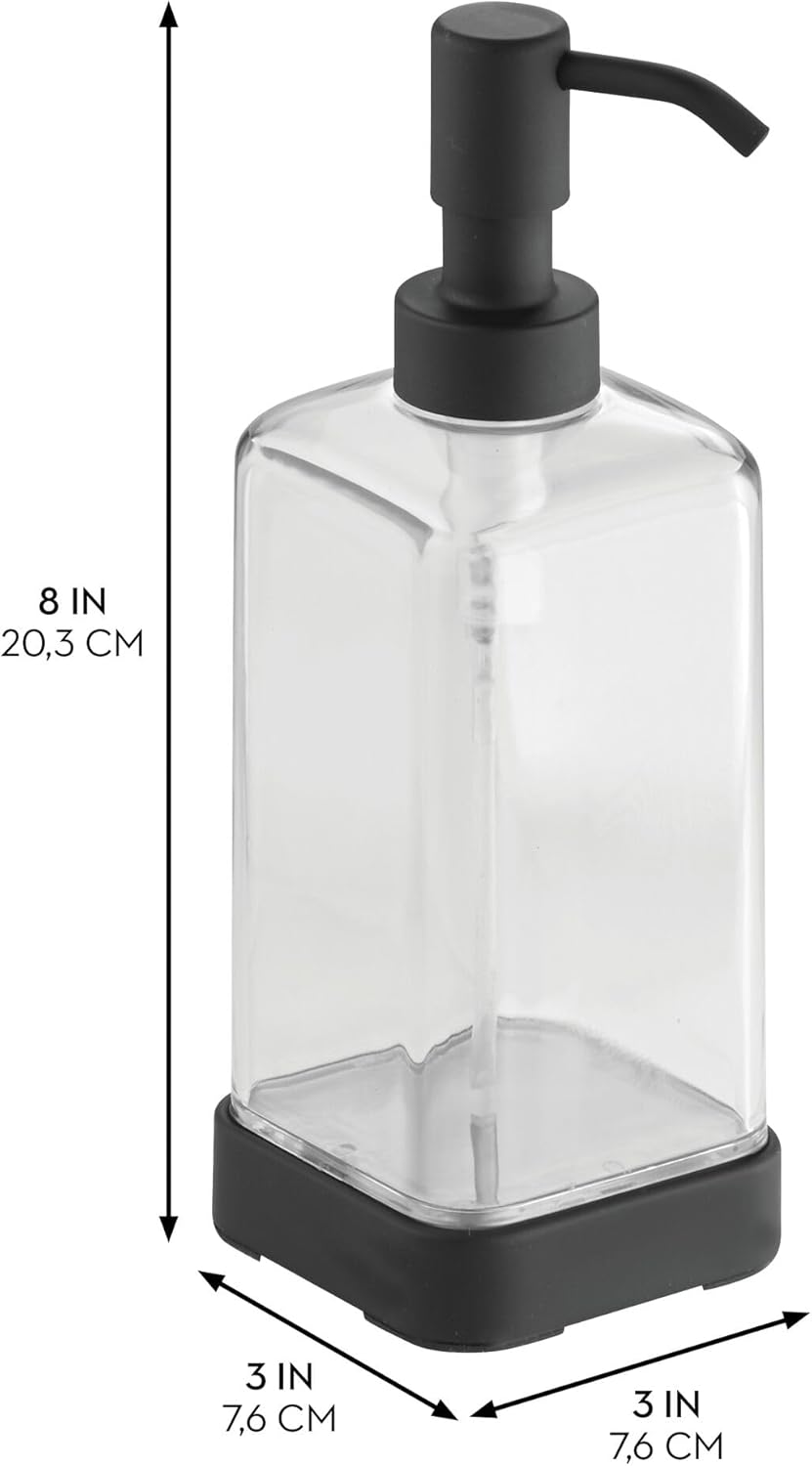 iDesign Forma BPA-Free Plastic Soap and Sponge Sink Organizer Caddy - 6" x 3.5" x 8.25", Clear/Matte Black