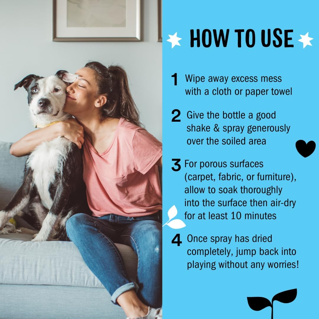 Molly's Suds Pet Odor Eliminator Spray for Dog and Cat Urine, Carpet Stains, and Strong Smells – Cleaner with Essential Oils (Furry Fresh, 24 Fl Oz)