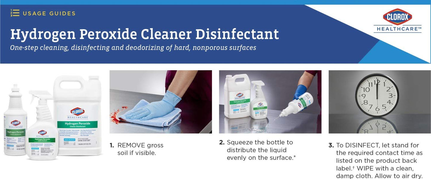 Clorox Healthcare Hydrogen Peroxide Cleaner Disinfectant, Bleach Free, 32 Fluid Ounces (Package May Vary)