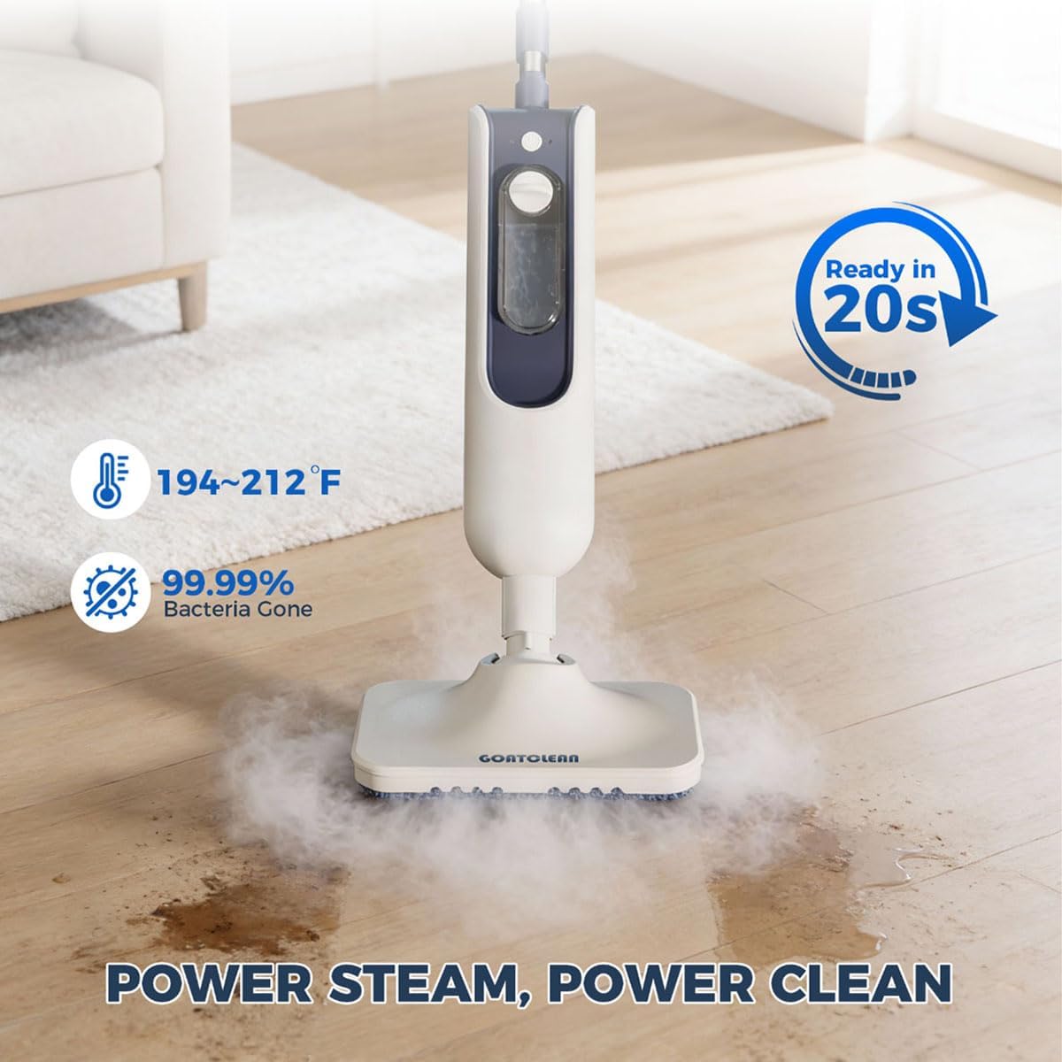 Steam Mop for Hardwood Floors, 11-in-1 Steam Cleaner with Handheld Steamer, 212°F Powerful Multi-Surface Cleaning for Tile, Grout, Carpet & Wall, Fast Heat, 22.9FT Cord, Floor Steam Mop