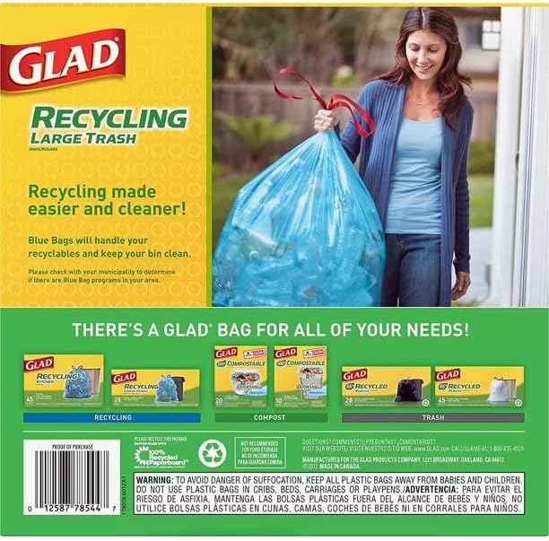 Glad Recycling 30 gal. Trash Bags Drawstring 28 pk
